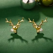  Cute big deer antler earrings for women Christmas holiday trendy earrings with micro-inlaid zircon fashion earrings