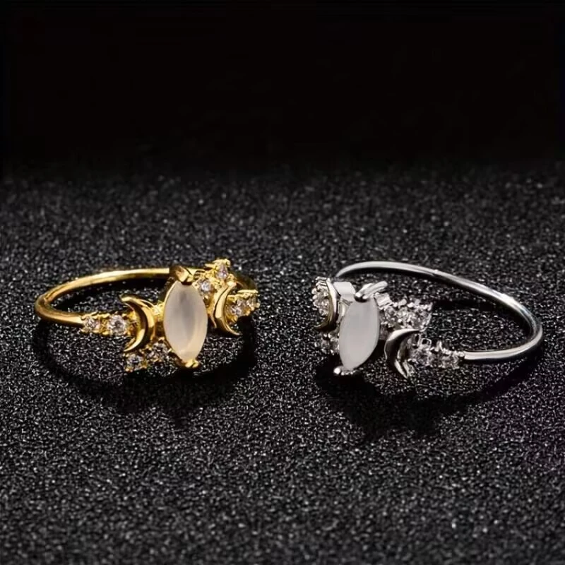  European and American ring women's moon horse eye exquisite ring sweet lady niche style jewelry
