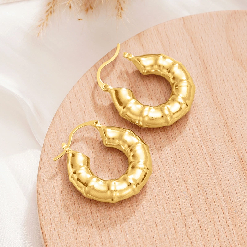 Creative bamboo U-shaped earrings for women, fashionable French style earrings, meteorite hot sale
