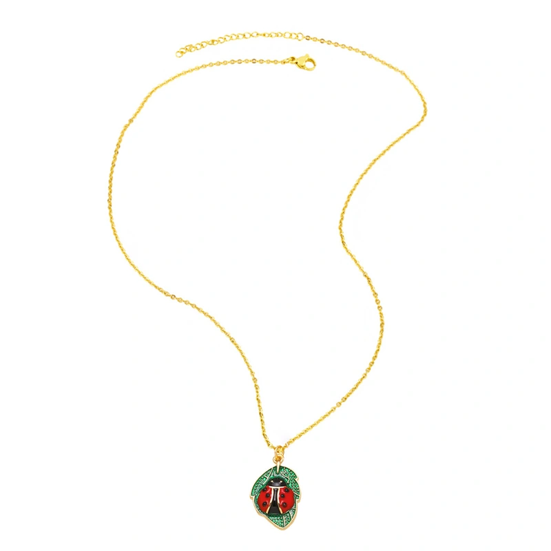 AS jewelry hot selling oil drip insect mushroom pendant necklace copper plated 18k gold zircon clavicle chain nkb095