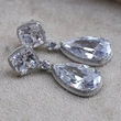 High-end temperament water drop pendant earrings European and American wedding bridal earrings light luxury retro zircon earrings