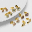 AS jewelry European and American micro-inlaid zircon earrings copper plated 18k gold teardrop-shaped geometric earrings earrings era267