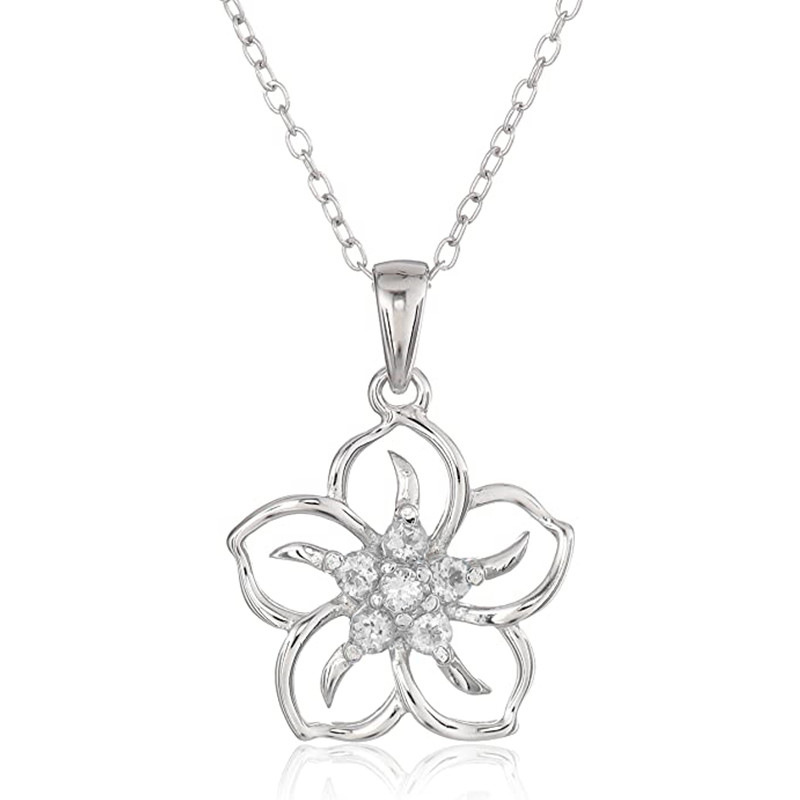  Five-petal cherry blossom necklace for women, popular sunflower clavicle necklace, Korean style zircon necklace