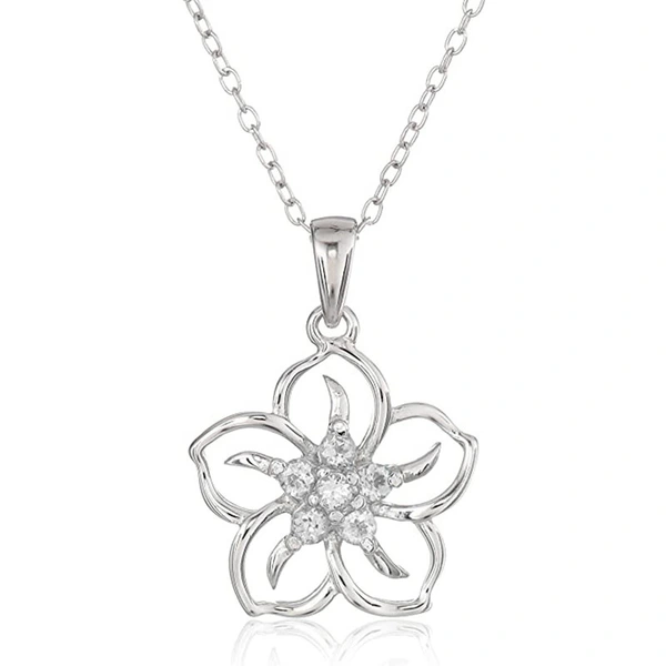  Five-petal cherry blossom necklace for women, popular sunflower clavicle necklace, Korean style zircon necklace