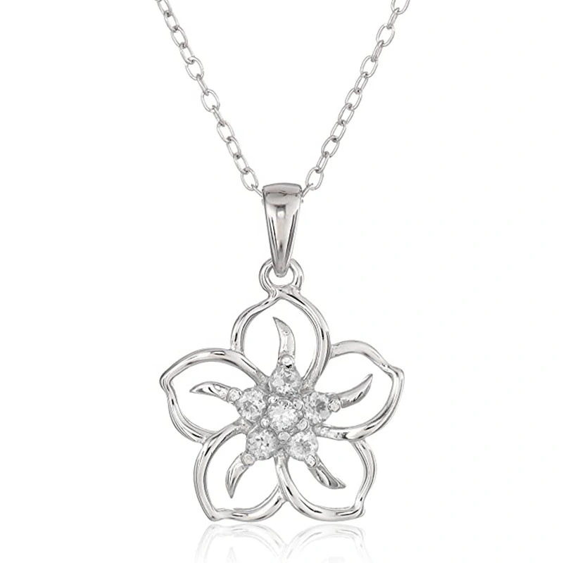  Five-petal cherry blossom necklace for women, popular sunflower clavicle necklace, Korean style zircon necklace