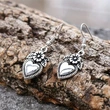 European and American popular earrings retro blackened old style love flower earrings heart-shaped female ear hooks