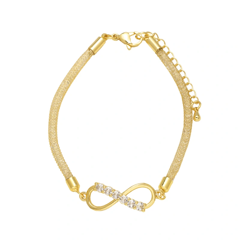 AS jewelry hot selling copper plated real gold full zircon 8 figure bracelet hand jewelry brf98 bracelet