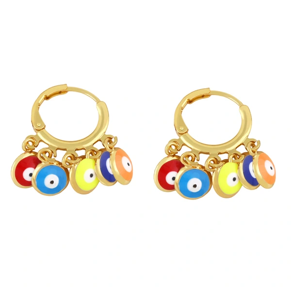 Clearance colorful oil drip tassel earrings female design European and American popular devil eye earrings ery60