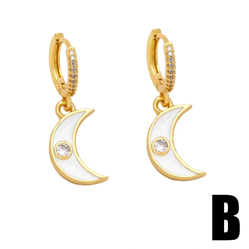 Hot selling zircon star moon earrings for women European and American simple all-match earrings ers37