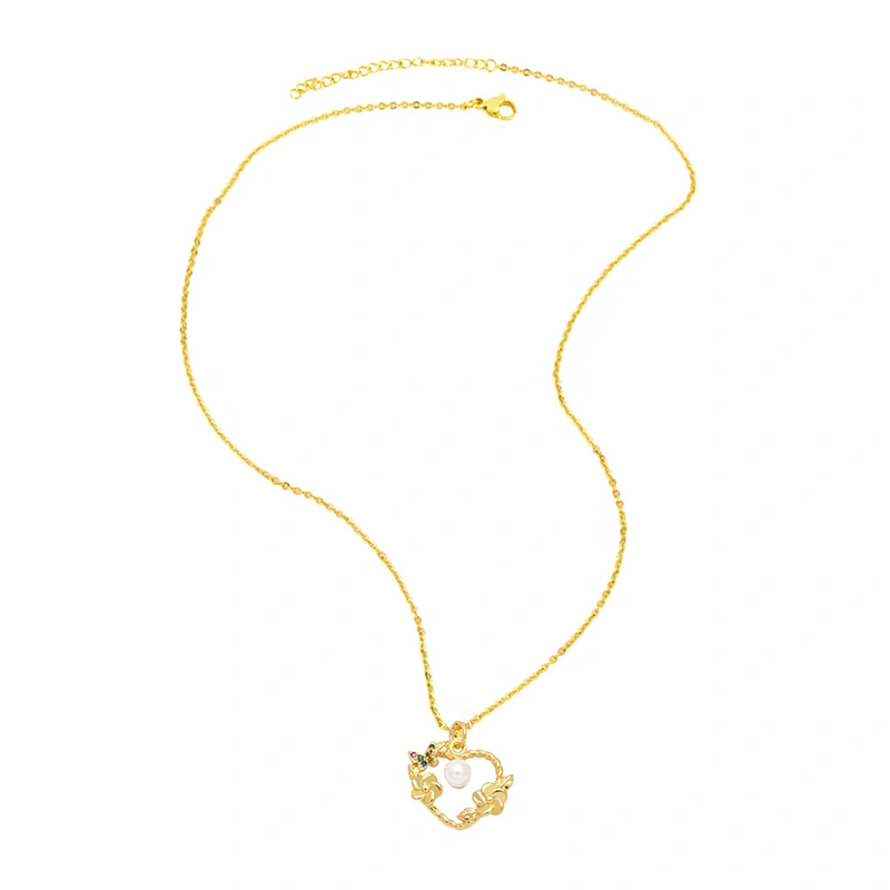 Hot selling pearl necklace women's European and American fashion flower bow pendant clavicle chain nkb832