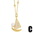European and American personality sailboat necklace niche high-end pearl star beach clavicle chain pendant nkq32