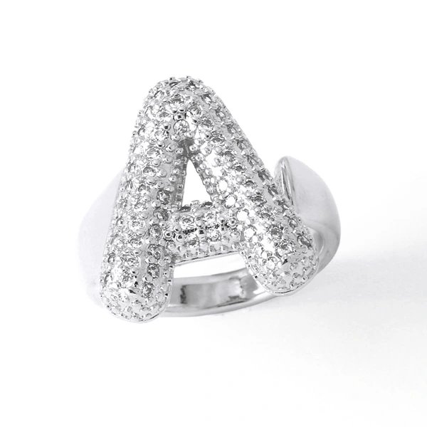 Jewelry Europe and the United States hot selling 26 English letter ring gold-plated full zircon fat letter ring rih91