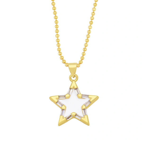 Clearance European and American spring five-pointed star necklace pendant color oil drop zircon necklace clavicle chain female nka003