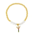 26 English letters bracelet female European and American copper beads pearl elastic bracelet fashion crown letter bracelet brf80