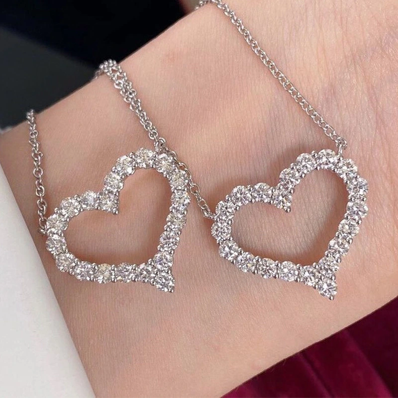 Korean style Dongdaemun same style women's heart-shaped love necklace trendy diamond Valentine's Day gift