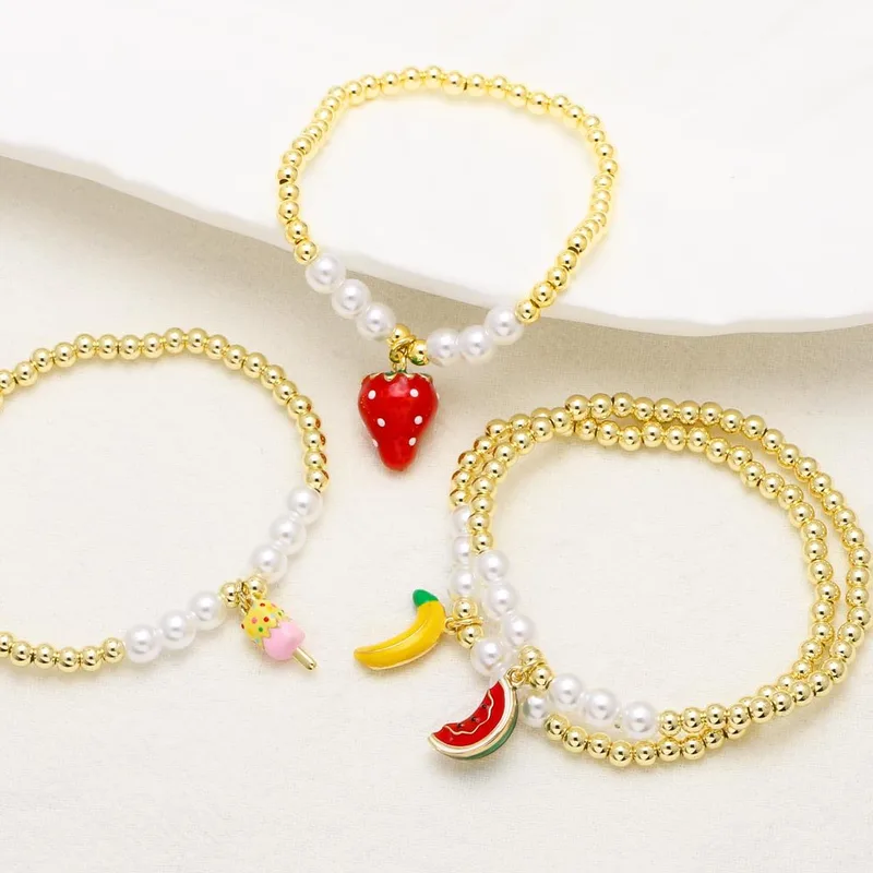 AS jewelry popular strawberry watermelon fruit pendant bracelet female gold-plated oil drop bracelet brj35