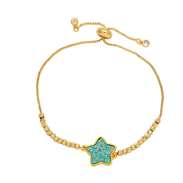 Hot selling bracelet women's style European and American simple five-pointed star gold-plated adjustable pull bracelet brc42