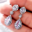 2021 New Temperament Earrings Korean Fashion Versatile Water Drop Zircon Earrings Women's Anniversary Celebration Jewelry