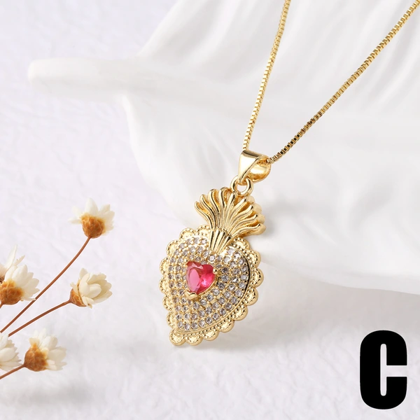 Jewelry European and American hot-selling full zircon gold-plated love heart necklace clavicle chain nkb695 necklace