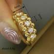  Inlaid zircon round design ring for women French temperament sweet design daily matching single ring
