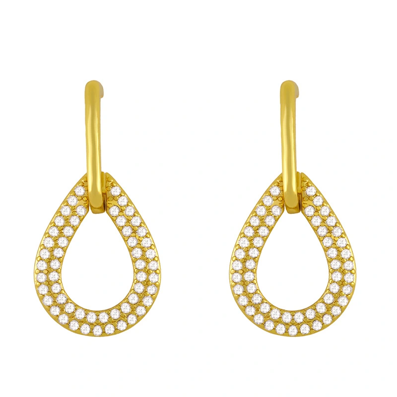Clearance zircon earrings female net red geometric oval water drop earrings European and American retro cold style earrings erw81