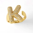 AS jewelry 26 English letters ring female gold-plated full zircon open ring rih31