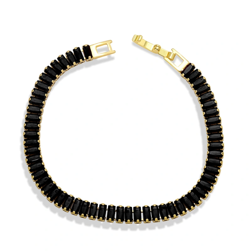 Hot product European and American colored zircon bracelet female copper diamond personality thick chain hand jewelry brf92