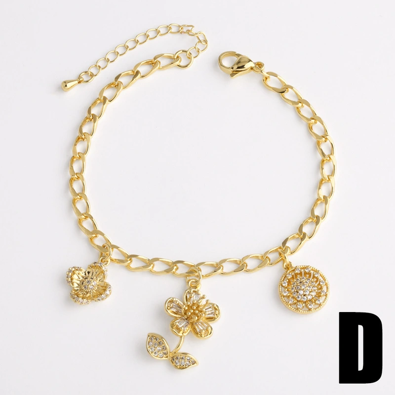 Jewelry new full zircon cherry pendant bracelet gold-plated butterfly hand jewelry bracelet brj17 bracelet