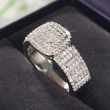  Fashionable live ring for women with micro-inlaid square fat design jewelry ring wedding dress accessories