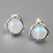  European and American colorful imitation moonstone earrings for women fashion personality sweet jewelry line design earrings