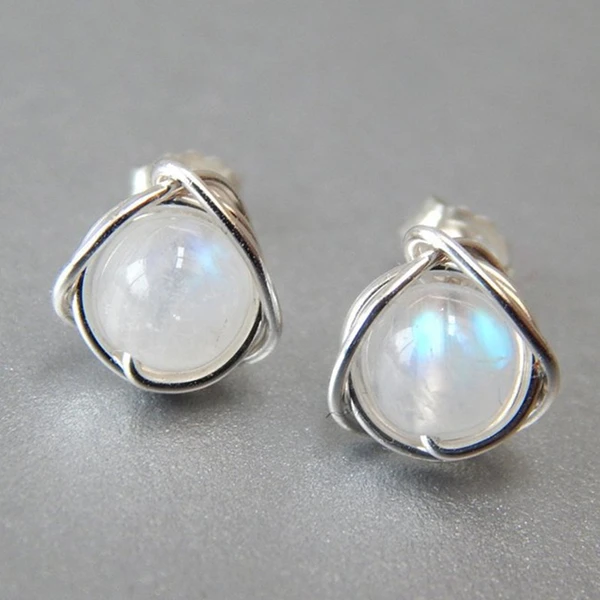  European and American colorful imitation moonstone earrings for women fashion personality sweet jewelry line design earrings