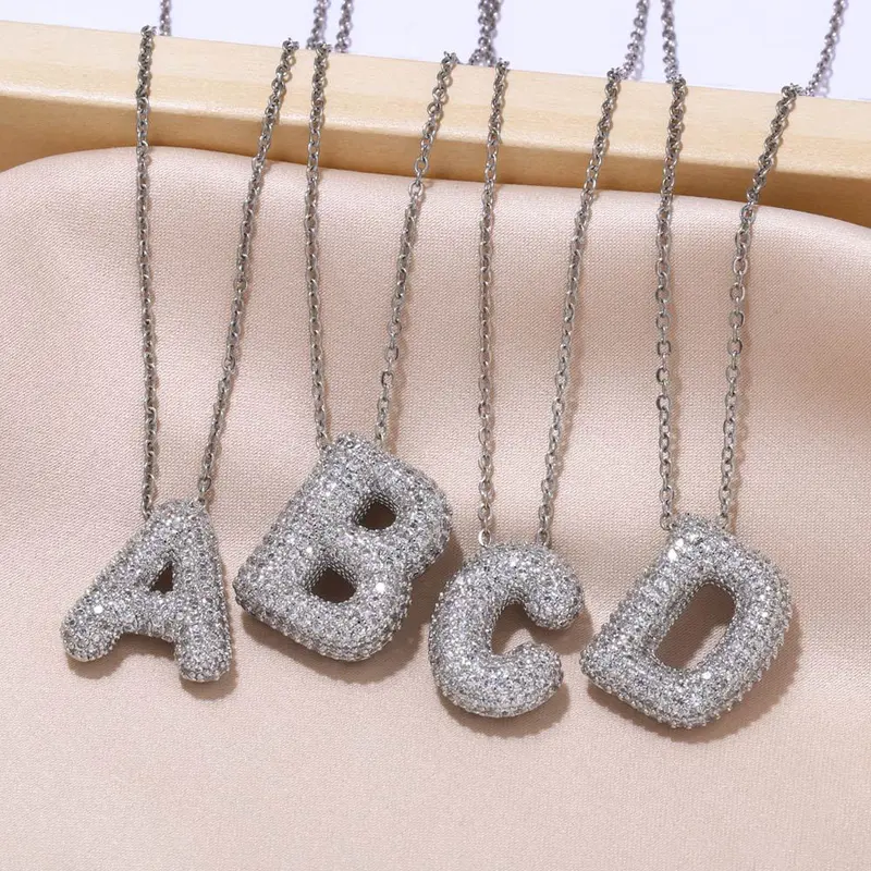 New hot selling 26 letters pendant necklace female hip hop inlaid with zircon gold-plated clavicle chain nkp22