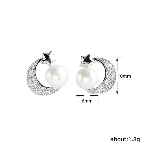 Summer niche design star and moon earrings star and moon pearl earrings Korean Dongdaemun small accessories