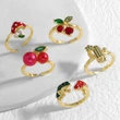 AS jewelry oil drop fruit cherry mushroom ring copper plated 18k gold ring rir43 ring
