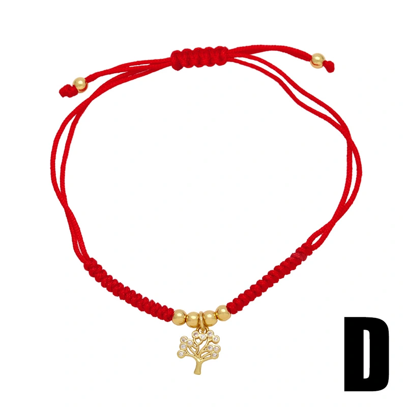 Hot selling cute kitten red string bracelet fashion triangle tree of life pendant bracelet brk84