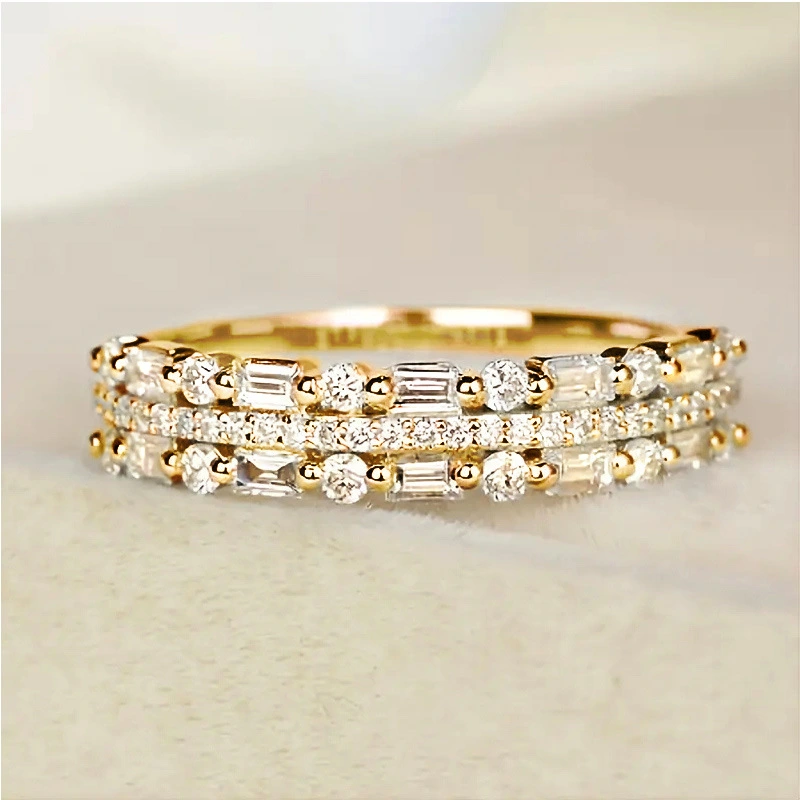 Korean style super shiny multi-layer ring Pinxixi new three-layer thin circle line designer style jewelry