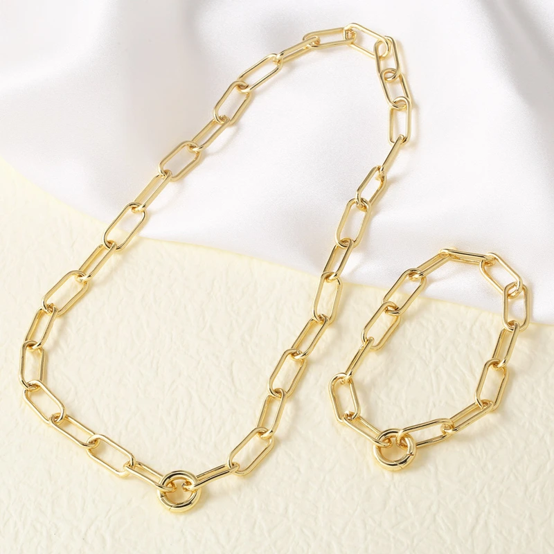 AS jewelry European and American fashion simple versatile copper plated 18k gold chain clavicle necklace set nkp85