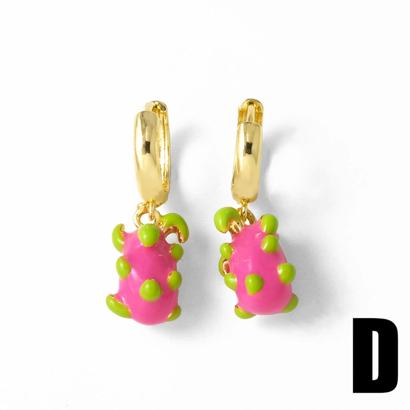 AS jewelry hot style fruit strawberry dragon fruit pendant oil drop earrings earrings female erv50