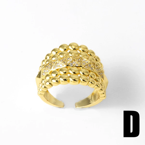 AS jewelry smooth double-layer ring copper plated 18k gold inlaid zircon irregular ring rih09