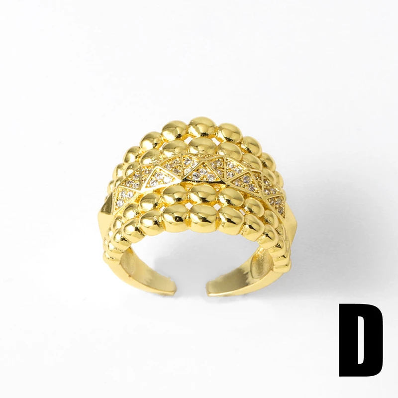 AS jewelry smooth double-layer ring copper plated 18k gold inlaid zircon irregular ring rih09