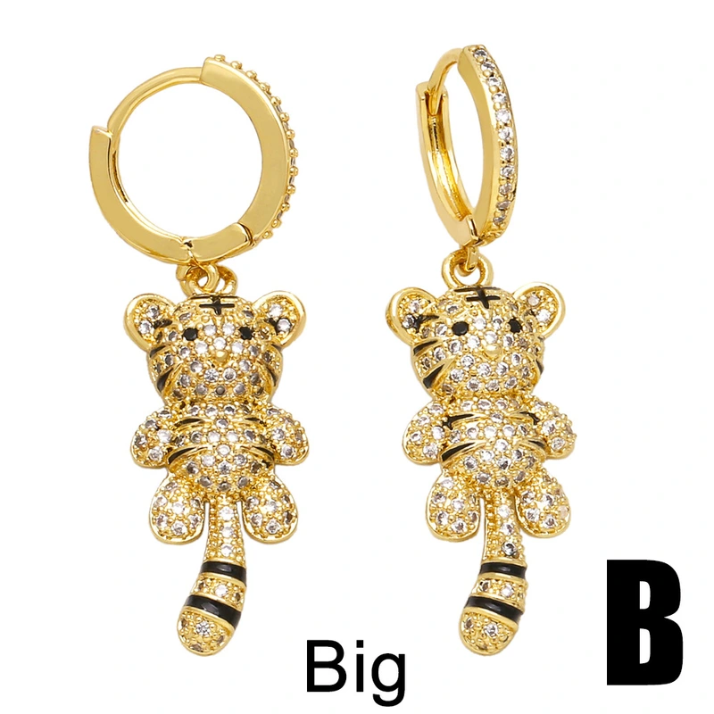 European and American hot selling fashion simple cute little tiger earrings high-grade sense of versatile earrings jewelry eru41