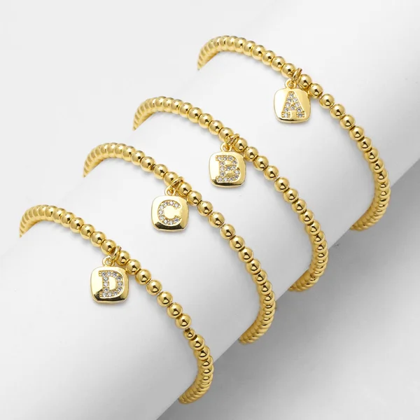 AS jewelry hot selling square 26 English letters pendant bracelet female beaded bracelet brf55