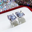 European and American hot-selling earrings classic four-claw round diamond zircon earrings for women simple and versatile single diamond earrings
