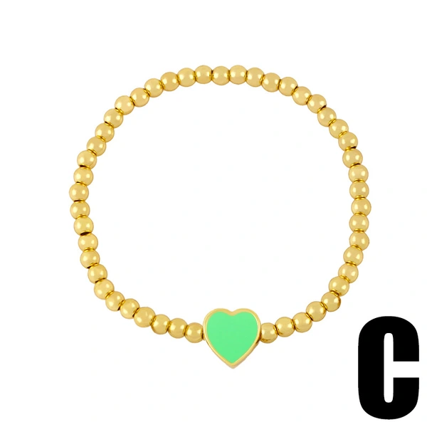 Clearance gold round bead bracelet 2024 female niche design oil drop love heart hand jewelry brd80