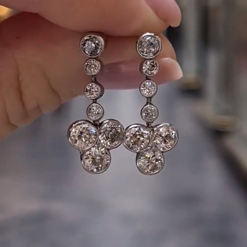 New earrings fashion women's flower zircon earrings travel souvenir accessories