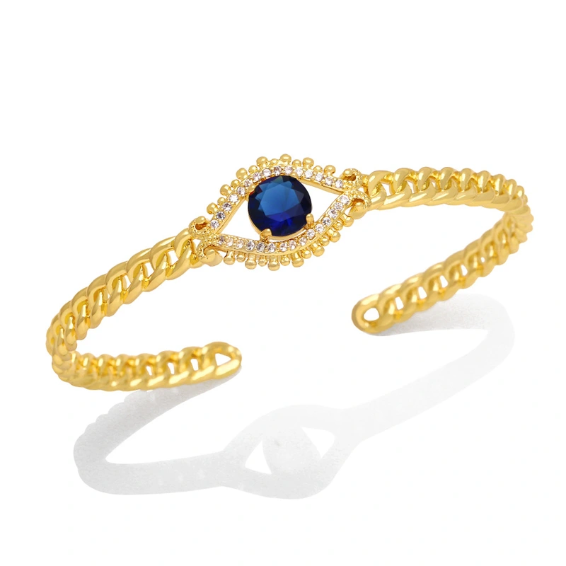 Hot selling fashion devil eye bracelet 18K gold plated open hand jewelry European and American zircon bracelet female brj73