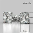 2021 new earrings classic four-claw square diamond zircon earrings copper plated white gold simple earrings