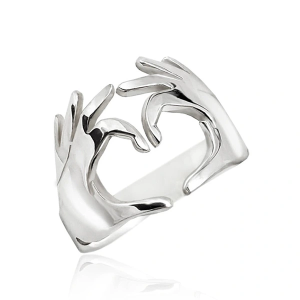 European and American open adjustable heart ring couple gift boys gift ring popular simple ring