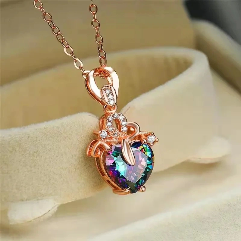   Hot selling fashion love pendant heart shaped zircon women's necklace royal queen accessories necklace female