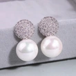 Factory direct sale earrings for women, full diamond imitation pearl princess earrings, round geometric dress accessories